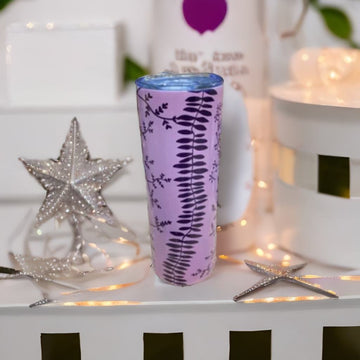 Bella's Purple Freesia Print Water Bottle Tumbler  Printed and Shipped from Forks WA
