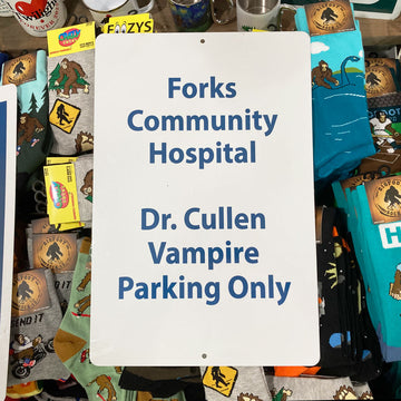 Dr. Cullen Forks Community Hospital Reserved Parking Sign, Tin Metal